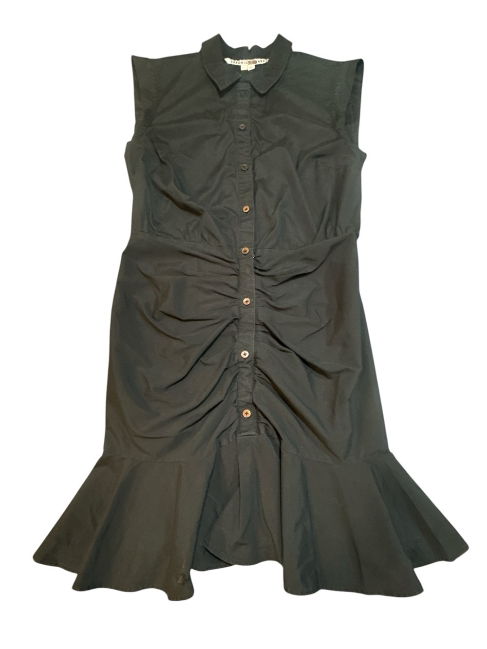 Veronica Beard Ruched Shirt Mini Dress with Ruffle Hem - Picture 9 of 11